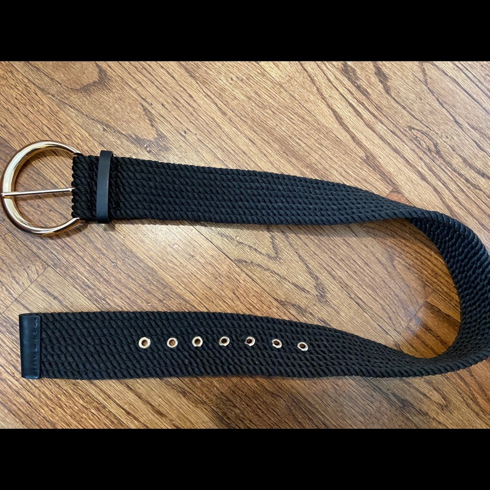 Zara Black Rope Belt with Gold Buckle